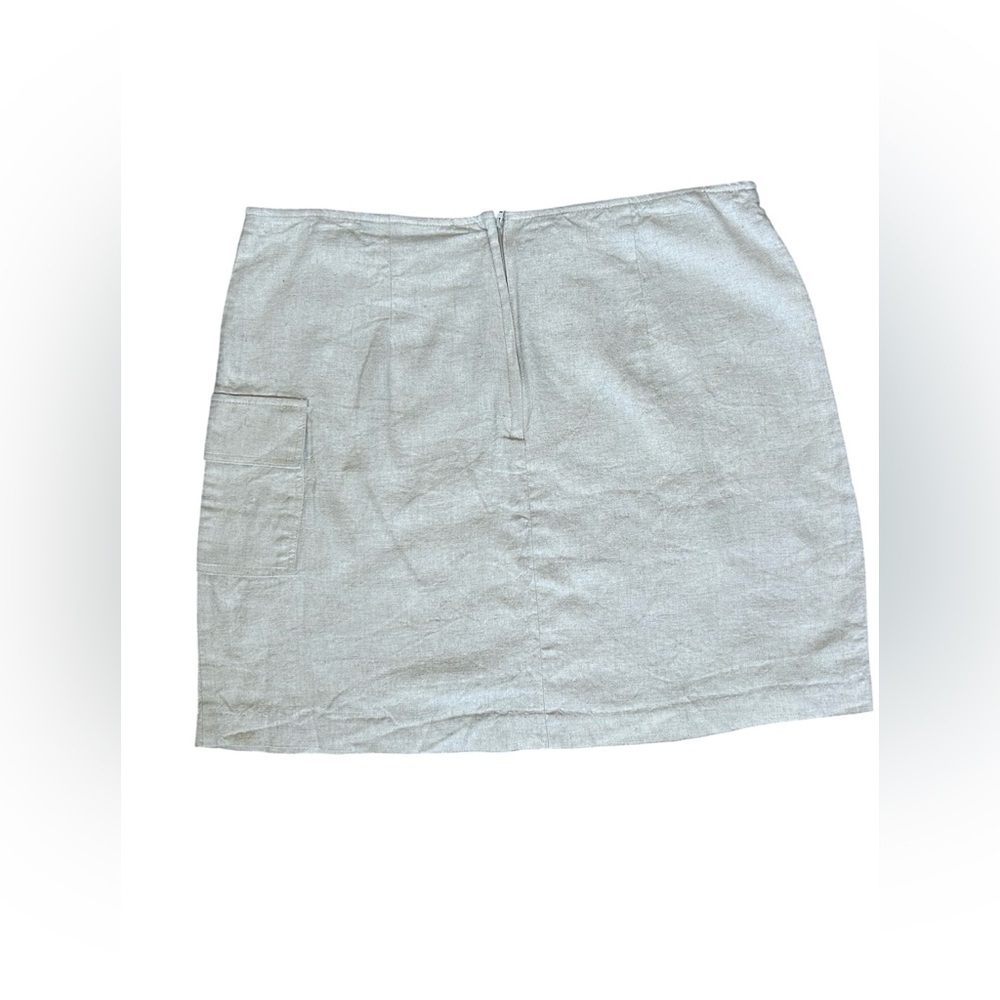 Wrapper Linen Blend Natural Color Mini Skirt with Drawstring size 9 - Picture 5 of 7